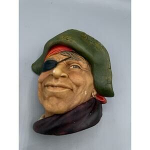 Vintage Pirate Head Wall Mask Hand Made in England Chalkware 6”